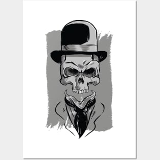 Skull wearing hat Posters and Art